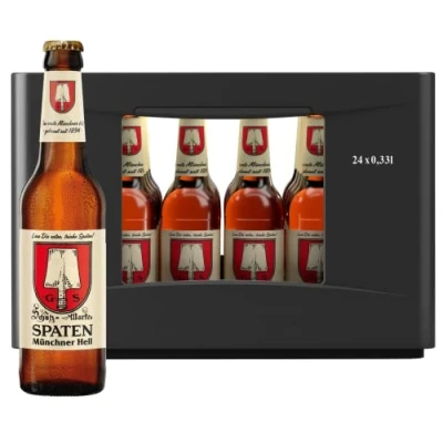 Abbildung von SPATEN Münchner Hell Flaschenbier, MEHRWEG im Kasten, Helles Bier aus München (24 x 0.33 l)