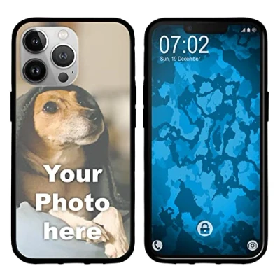 Abbildung von PhoneNatic Case kompatibel mit iPhone 13 Pro Personalisierte Handyhülle schwarz zum selbst gestalten eigenem Foto