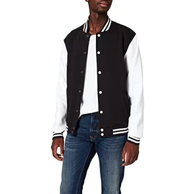 Abbildung von Build Your Brand Herren Sweat College Jacket Jacke, per pack Mehrfarbig (Blk/Wht 00050), XXXXX Large (Herstellergröße: 5XL)