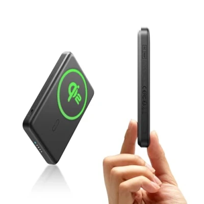 Abbildung von ESR Qi2 zertifiziertes MagSafe Power Bank, 5.000mAh 15W schnelles tragbares Ladegerät, 1,4 cm kompakte Powerbank, Ladegerät mit USB C Kabel für iPhone 16/15/14/13/12, Schwarz