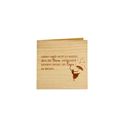 Abbildung von Original Holzgrußkarte mit Spruch 100% Made in Austria, Karte besteht aus Kirschholz einzigartige Grußkarte Bedeutung, geeignet als Postkarte, Spruchkarte, Bildpostkarte uvm.