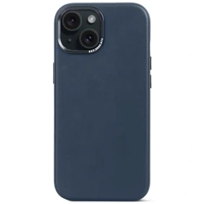 Abbildung von Apple iPhone 15 Hülle MagSafe Echtleder Decoded Hard Case/Backcover Handyhülle Dunkelblau