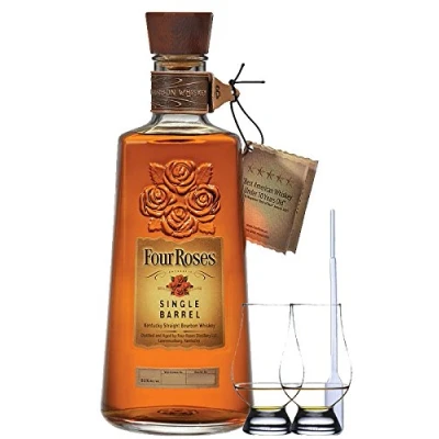 Abbildung von Four Roses Single Barrel Selection Straight Bourbon 0,7 Liter + 2 Glencairn Gläser Einwegpipette 1 Stück