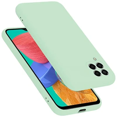Abbildung von Cadorabo Hülle kompatibel mit Samsung Galaxy M33 5G Silikon Handyhülle für Case aus flüssigem stoßfeste dünne TPU Schutzhülle Liquid HELL GRÜN