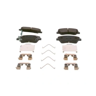 Abbildung von BOSCH 0 986 424 951 Bremsbelagsatz Low Metallic mit akustischer Verschleißwarnung Anti Quietsch Blech Feder HYUNDAI: i20 III