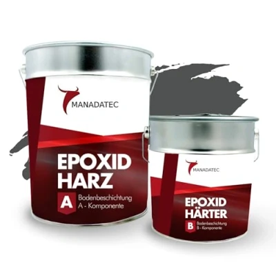 Abbildung von MANADATEC 2k Epoxidharz Bodenbeschichtung 2,5kg I RAL 7043 Verkehrsgrau Lösemittelfrei, Umweltfreundlich &amp; Geruchsneutral Beschichtung für Garagen Kellerböden Hohe Schlagfestigkeit
