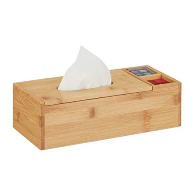 Abbildung von relaxdays Badorganizer Tuchspender Bambus mit 2 Fächern