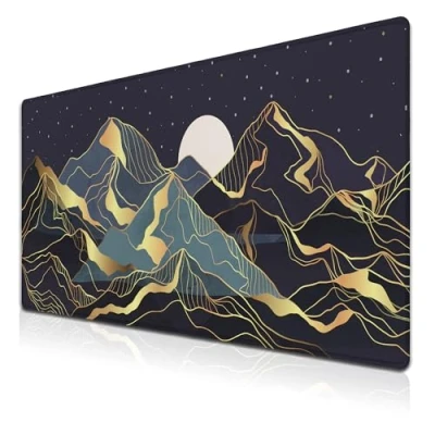 Abbildung von Samgula Extra großes Mauspad, goldenes Schreibtisch Pad, Tastatur Mauspads, Desktop Gaming wasserdicht, rutschfeste Gummiunterseite, 90 x 40 cm, für Spielbüro,