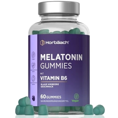 Abbildung von Melatonin Gummies mit Vitamin B6 Hochdosiert 2 Monate Vorrat 60 Gummibärchen Horbaach