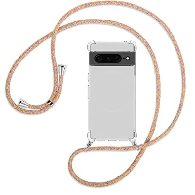 Abbildung von mtb more energy® Handykette kompatibel mit Google Pixel 7 Pro Rainbow Smartphone Hülle zum Umhängen Anti Shock Full TPU Case