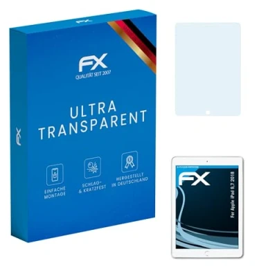 Abbildung von atFoliX Schutzfolie kompatibel mit Apple iPad 9,7 2018 Folie, ultraklare FX Displayschutzfolie (2X)