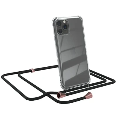 Abbildung von EAZY CASE Handykette kompatibel mit iPhone 11 Pro Handyhülle Umhängeband, Handykordel Schutzhülle, Silikonhülle, Hülle Band, Stylische Kette für Smartphone, Clips in Rose