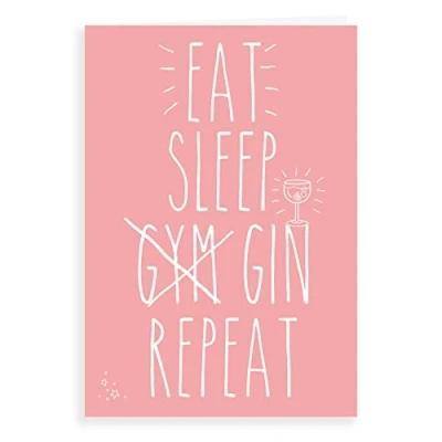 Abbildung von Regal Publishing Humorvolle lustige Geburtstagskarte Eat Sleep Gin Repeat, 17,8 x 12,7 cm