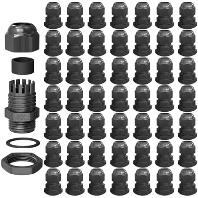 Abbildung von hb digital 50х Kabelverschraubung M16 für 4 8mm Kabeldurchmesser IP68 Staub &amp; wasserdicht mit Gummidichtung Gegenmutter Klemmlamellen Stopfbuchse Isolation Kabeleinführung Schwarz