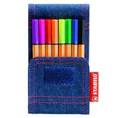 Abbildung von Fineliner STABILO point 88 Mini 8er Jeans Etui mit 8 verschiedenen Farben