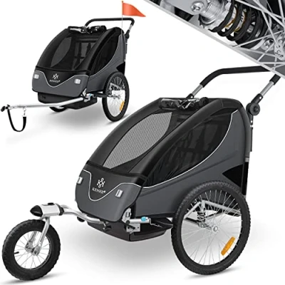 Abbildung von KESSER Fahrradkinderanhänger, Kinderanhänger Fahrradanhänger 360 Drehbar mit Feder