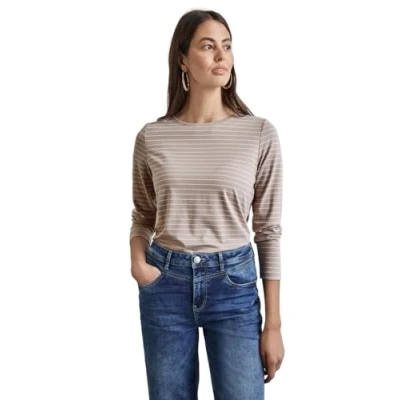 Abbildung von Street One Gestreiftes Langarmshirt, Damen, Größe: 34, Beige