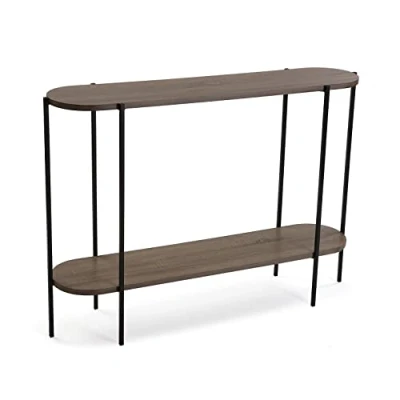 Abbildung von Versa Lizzy Schmales Möbelstück für den Eingangsbereich oder Flur, Moderner Konsolentisch, Mit unterer Ablage, Maßnahmen (H x L B) 80 25 110 cm, Holz und Metall, Farbe: Braun schwarz