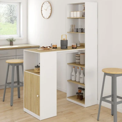 Abbildung von Bartisch LUNG mit Ablage und Schrank für 2 Personen Weiß Holz IDMarket