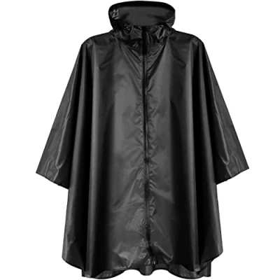 Abbildung von ANYOO Wasserdicht Radfahren Regen Poncho Portable Leichte Regenjacke Mit Kapuze Fahrrad Compact Cape Wiederverwendbare Unisex für Backpacking Camping Outdoors,Blaue Blume,Einheitsgröße