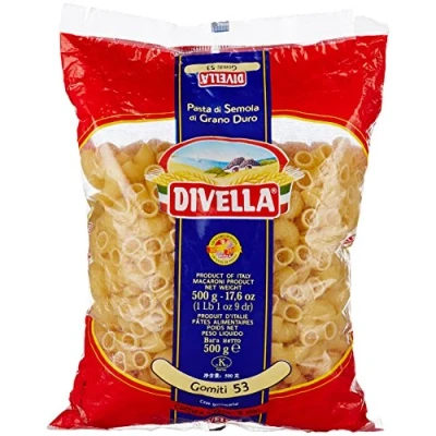 Abbildung von 24x Divella Gomiti N. 53 Hartweizengrieß Pasta Italienische Nudeln 500g Packung + Italian Gourmet Polpa di Pomodoro 400g Dose