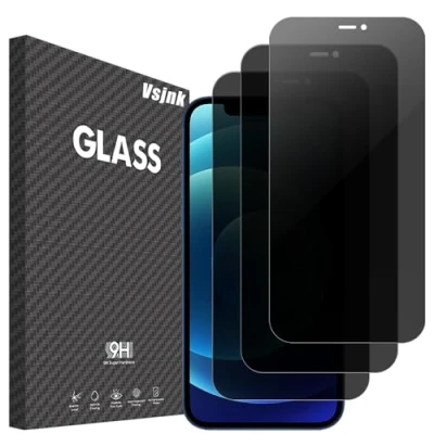 Abbildung von Vsjnk Sichtschutz fur iPhone 12 Mini mit 3 Stück Anti Spähen Privatsphäre Panzer Schutz Glas Folie 9H Härte Tempered Glass HD Displayschutzfolie,kompatible