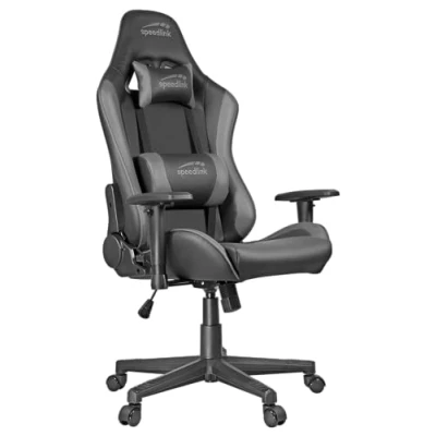 Abbildung von Speedlink XANDOR Gaming Stuhl stufenlos höhenverstellbar, Computer Bürostuhl mit Wippfunktion, 2D Armlehnen, hohe Rückenlehne, schwarz grau