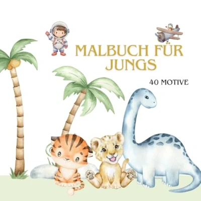 Abbildung von Malbuch für Jungs: 40 spannende Motive Jungs ab 3 Jahren