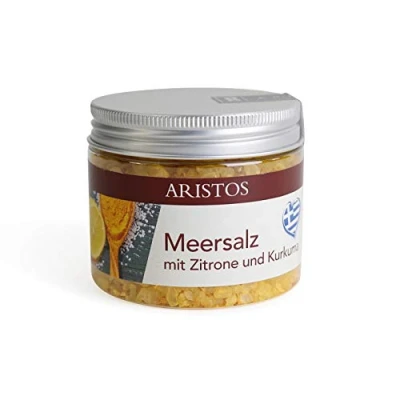 Abbildung von ARISTOS grobes Meersalz für Salzmühle aus Griechenland Zitronensalz Refill 200 g (Meersalz Zitrone Kurkuma)