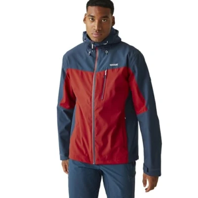 Abbildung von Regatta Herren Birchdale Waterproof Breathable Isotex Hi tech Jacket Regenjacke, Danger Red/Moonlight Denim, 3XL
