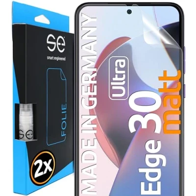 Abbildung von S.E für Motorola Edge 30 Ultra Folie, matt entspiegelt, 2X Full Screen, Positionierhilfe, Schutzfolie, Matte Displayfolie, Schutzfolie aus Deutschland