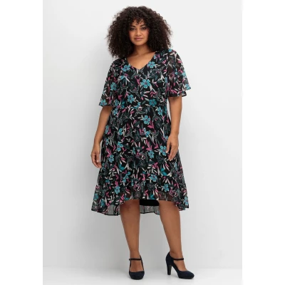 Abbildung von sheego by Joe Browns Chiffonkleid Große Größen mit Blumendruck und Flügelärmeln