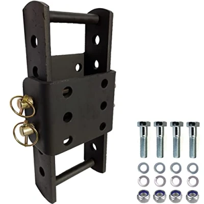 Abbildung von XIMPLIO Universelle Höhenverstellbare Anhängerkupplung Anpassung Kugelhöhe mit Wechselsystem AHK Bock (für 2 Loch 90 mm AHK, Schwarz, 5 x 45 mm)