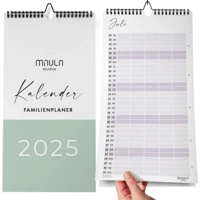 Abbildung von Milula Studios Wandkalender 2025 Kalender Familienplaner Januar bis Dezember 2025, Familienkalender mit Jahreskalender Planung