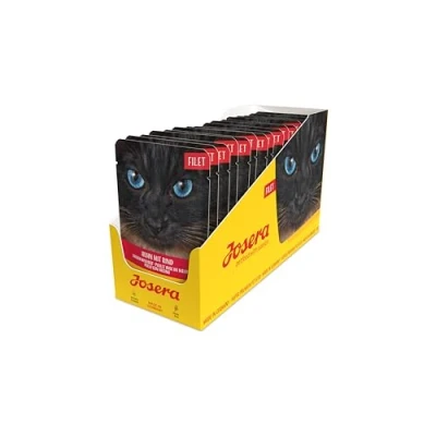 Abbildung von JOSERA Filet Huhn mit Rind (16 x 70 g) Adult Premium Nassfutter für ausgewachsene Katzen &amp; 40% Hühnerfilet getreidefrei Katzenfutter nass im Frischebeutel 16er Pack
