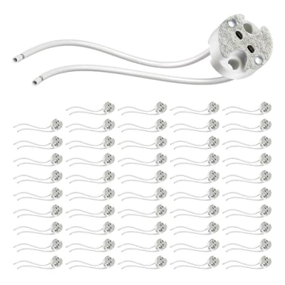 Abbildung von ledscom.de 50 Stück GU5.3/G4 Fassung, Keramik, weiß, 12V AC, max. 25W