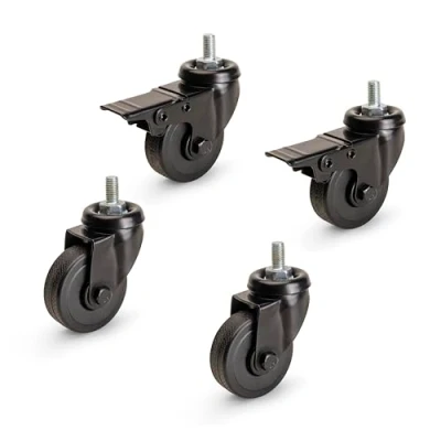 Abbildung von Emuca Set von 4 Rollen Black mit Verbindungsbolzen, Durchmesser 50mm, Kunststoff und Stahl, schwarz