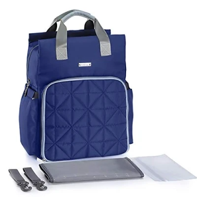 Abbildung von SONARIN Wasserdicht Multifunktions Baby Wickelrucksack Wickeltasche mit Wickelunterlage,Kinderwagen Riemen,Laptop stoßsichere Tasche,Flasche Isolierte Taschen,Waschmaschinenfest(Dunkelblau)