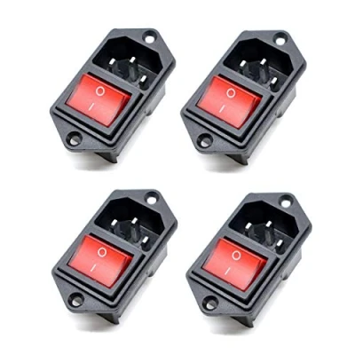 Abbildung von Oiyagai 4 Stück IEC320 C14 Einlassmodul Steckverbinder Männlicher Stromstecker mit Schalter AC 250V 10A (Rot)