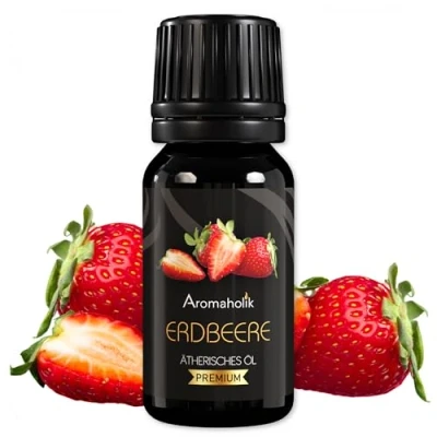 Abbildung von Aromaholik Erdbeeröl BIO 100% naturrein Ätherische Öle für Diffuser &amp; Aroma Zertifiziertes ätherisches Öl aus Indien Strawberry Essential Oils 10ml Sauna Massage