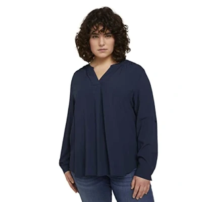 Abbildung von MY TRUE ME TOM Tailor WITH Pleat Detail Bluse, Damen, Größe: 50, Sky captain blue