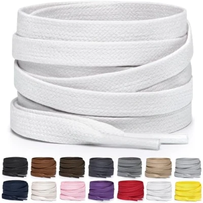 Abbildung von Miscly Schnürsenkel Flach Gewachst Reißfest für Steifel und Lederschuhe 100% Baumwolle Ø 6mm (160 cm, Weiß)