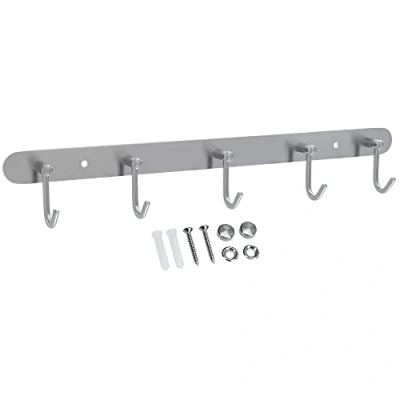 Abbildung von INTIRILIFE Edelstahl Garderobenleiste Modell C 5 Haken 38.1 x 5.5 cm Kleiderhaken Garderobe Hakenleiste in verschiedenen Designs
