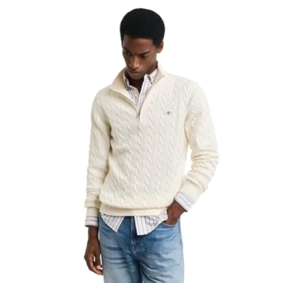 Abbildung von GANT Cable HALF Strickpullover, Herren, Größe: Small, Cream