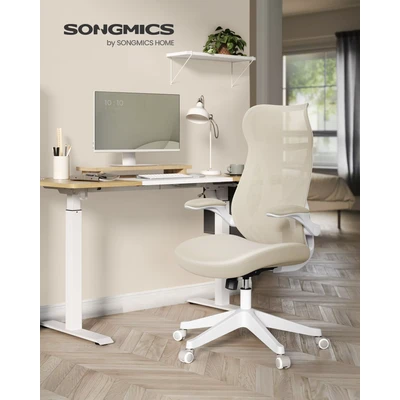 Abbildung von SONGMICS Bürostuhl, Schreibtischstuhl, ergonomische Rückenlehne, hochklappbare Armlehnen