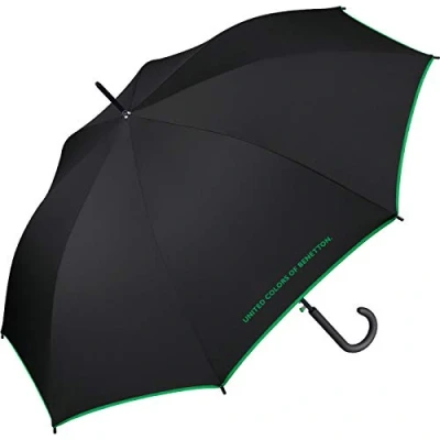 Abbildung von United Colors of Benetton Langregenschirm großer Regenschirm mit Auf Automatik und Logo, einfarbig Kontrastfarben am Schirmrand