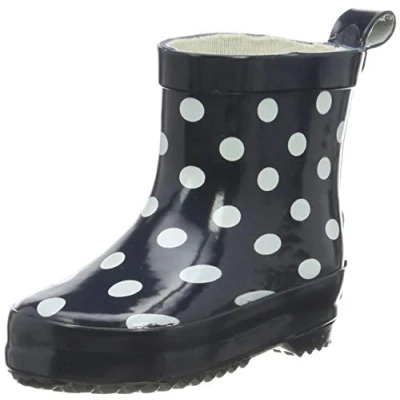 Abbildung von Dunkelblaue kurze Regenstiefel mit weißen Punkten von Playshoes
