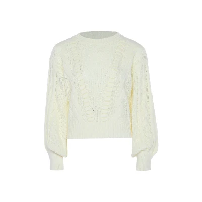 Abbildung von DREIMASTER Vintage Damen Zopfstrickpullover XS/S / Off White 100% Acryl
