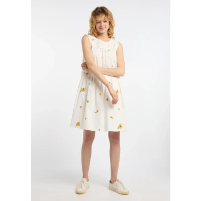 Abbildung von Dreimaster Midikleid Damen Wollweiss Gelb