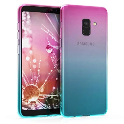 Abbildung von kwmobile Case kompatibel mit Samsung Galaxy A8 (2018) Hülle Handy Handyhülle Zwei Farben Pink Blau Transparent